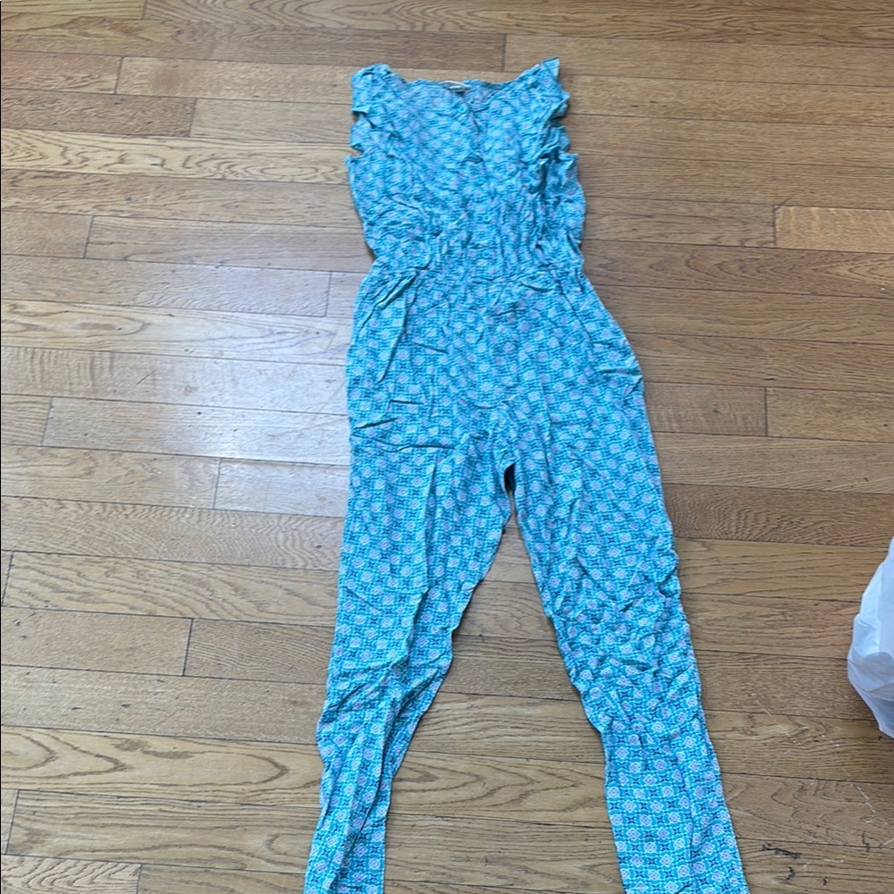 Blue Patterned Jumpsuit Girls XL